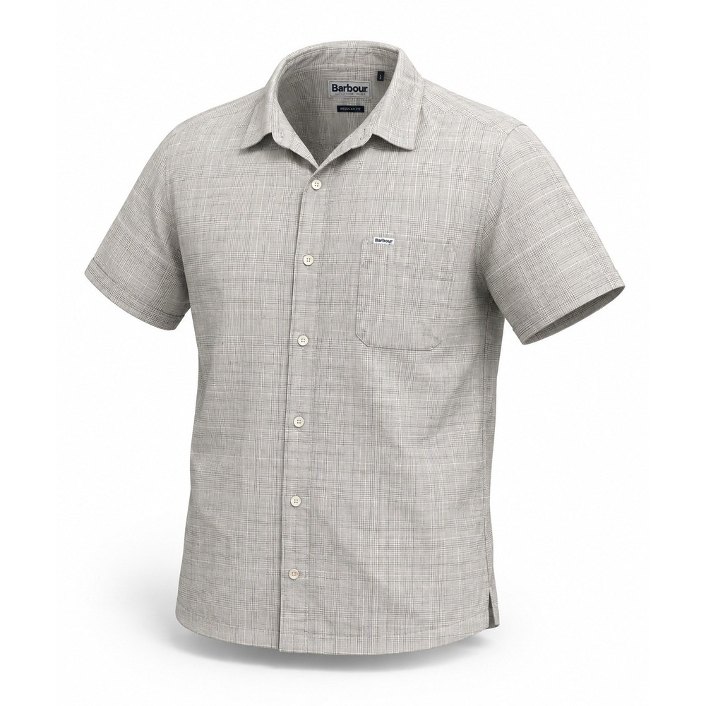 Barbour Hartland Summer Shirt Mens M Beige Linen Blend Button Down Check SS